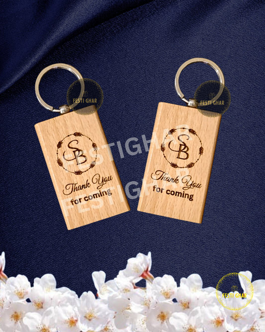 wooden Engraved Keychain in rectangle