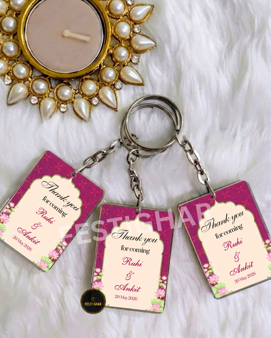 Customized Keychain for wedding in pink