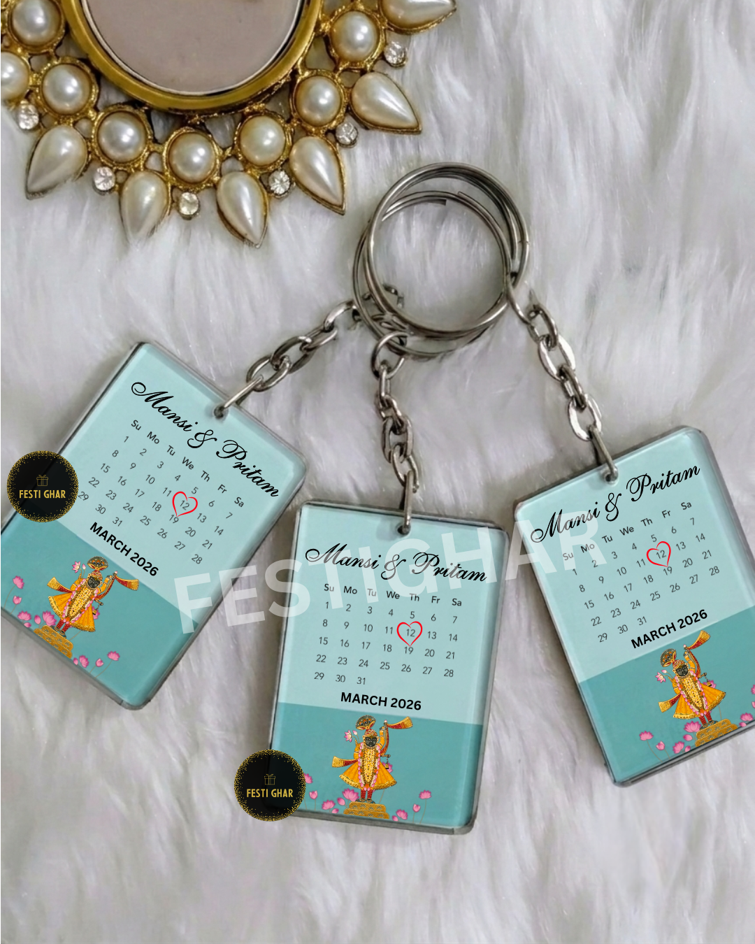 Customized Keychain for wedding - Shrinath Ji
