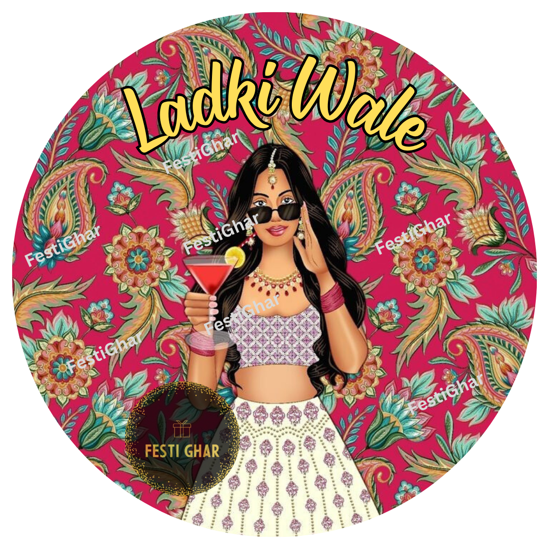 Team Bride Badge in red floral