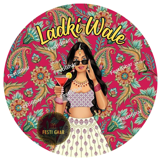 Team Bride Badge in red floral