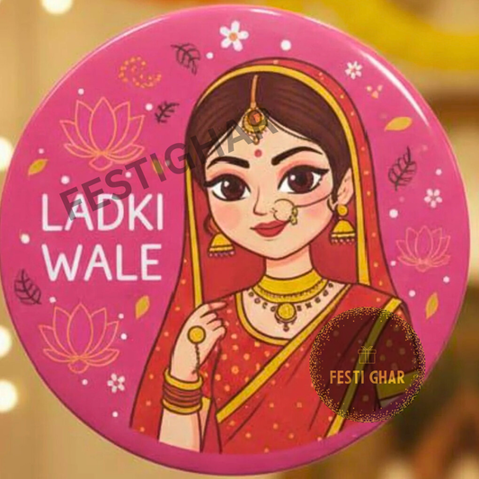 Ladki Wale pink wedding badges