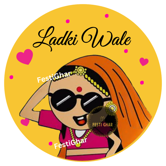 Ladki Wale in yellow wedding badges