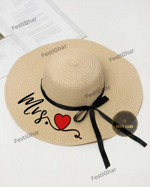 Mrs beach hat with a heart