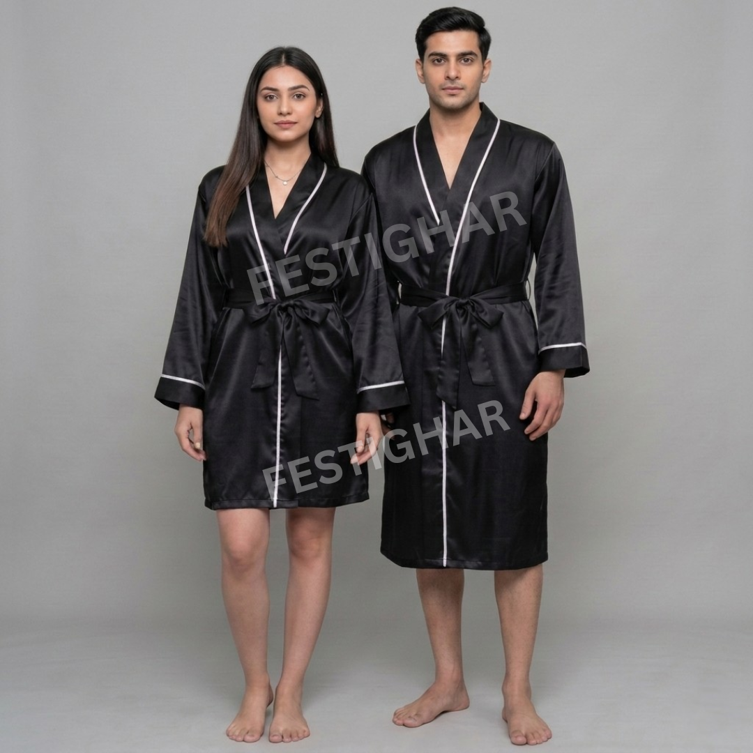 Couple Robe in Premium Satin - Personalized