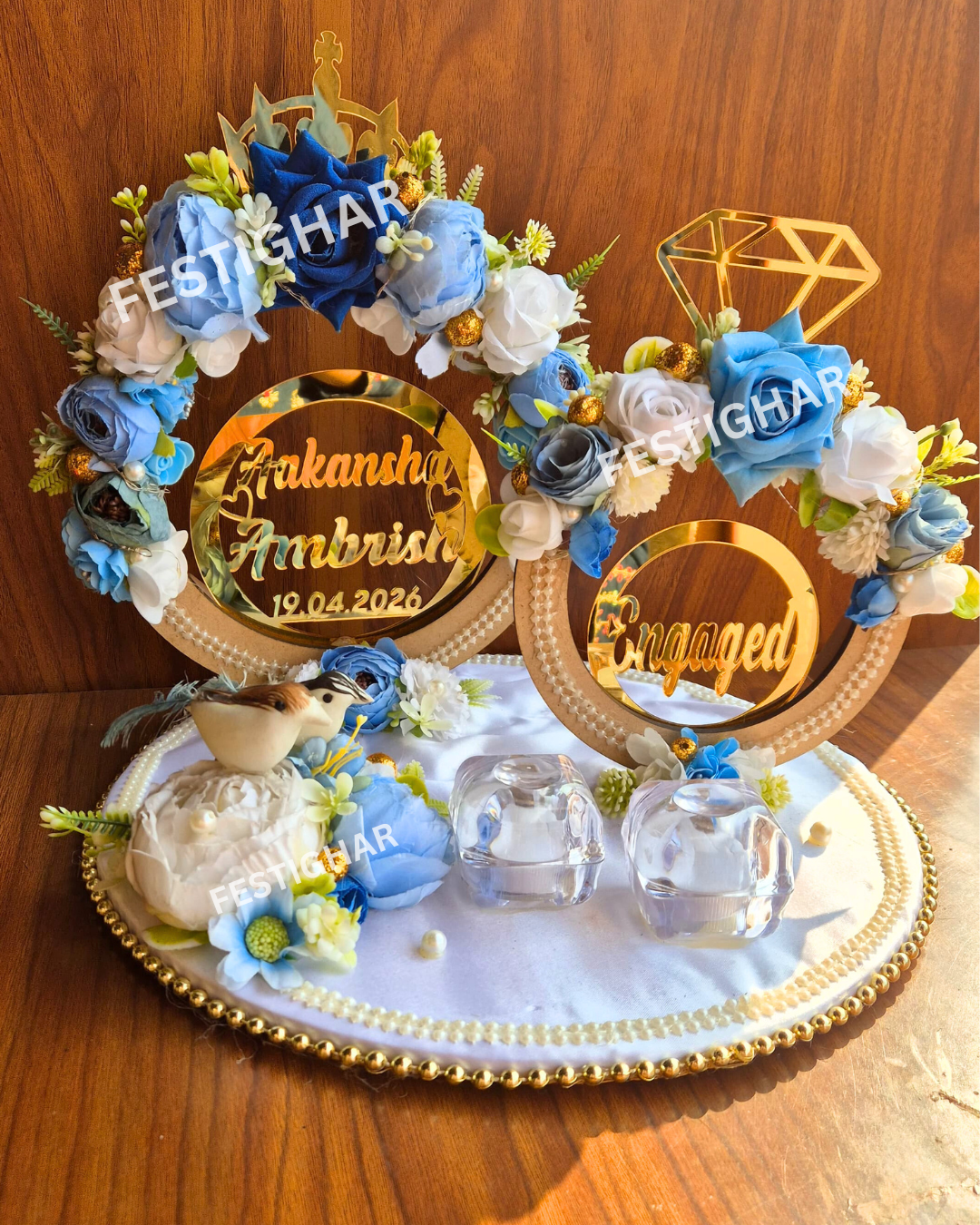 Double ring floral pattern platter