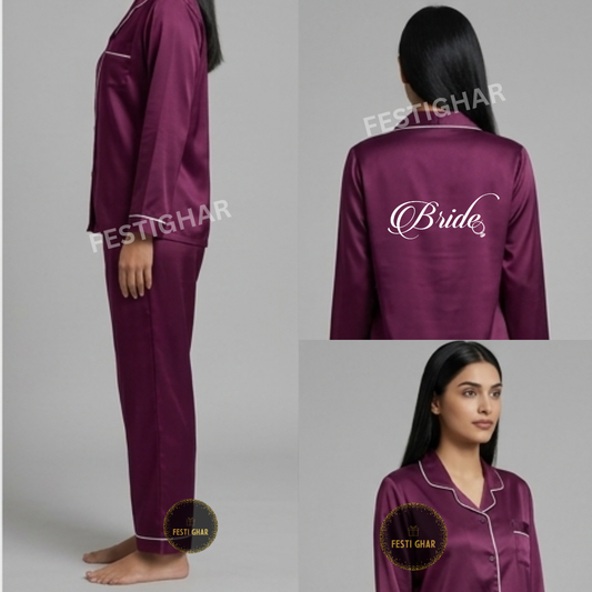 Satin Pajama Set - Bride with a ring