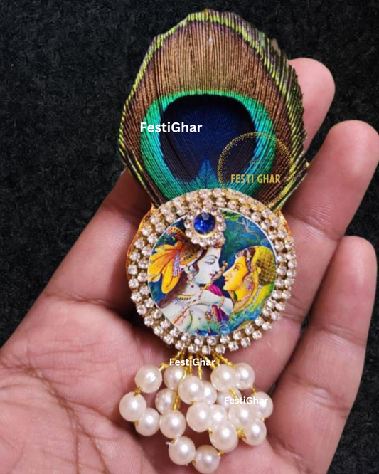 Radha Krishna wedding Brooch with Morpankh