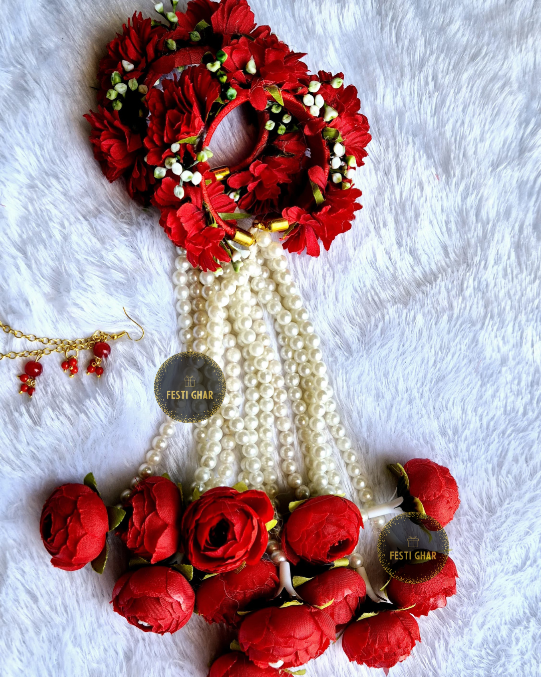 Red flower jewelry with heavy Kalire
