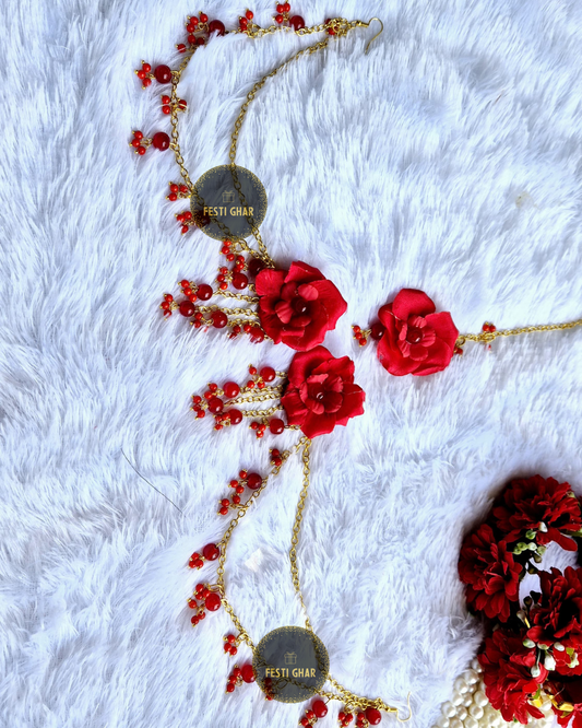 Red flower jewelry with heavy Kalire