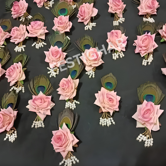 Pink Rose and Pearl Brooch