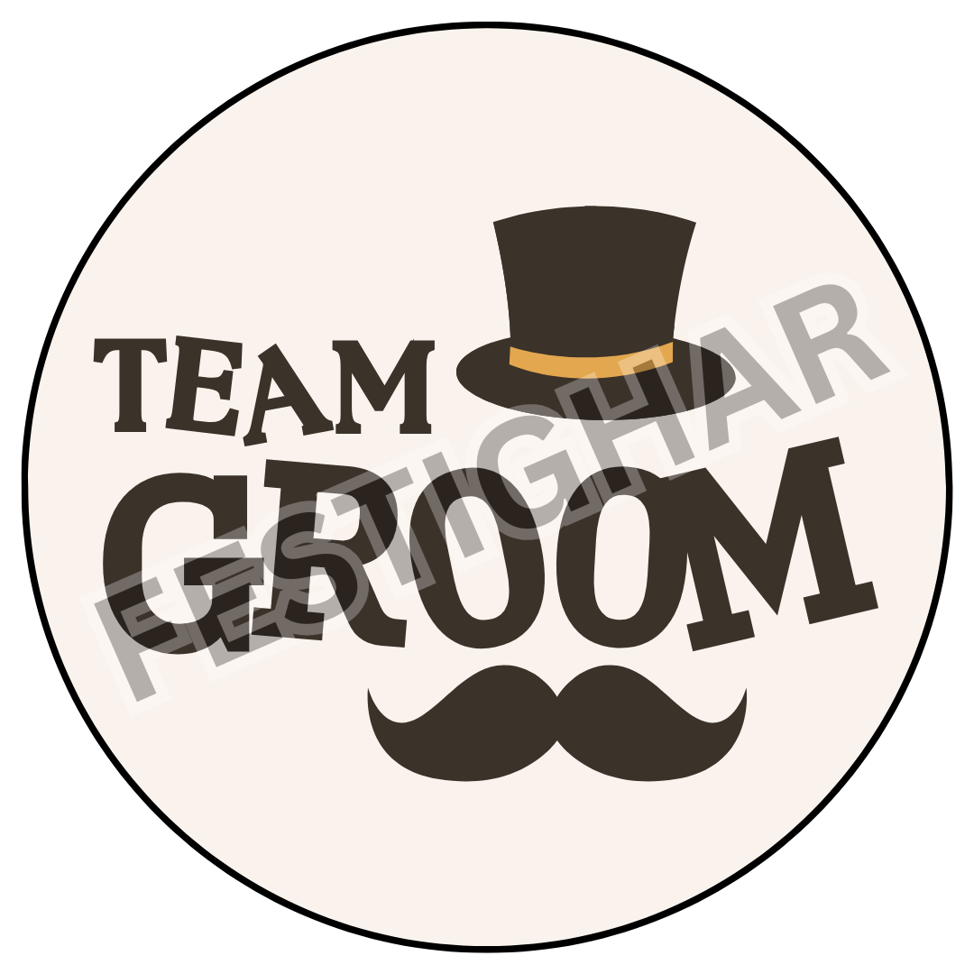 Team Groom Badges with moustacle