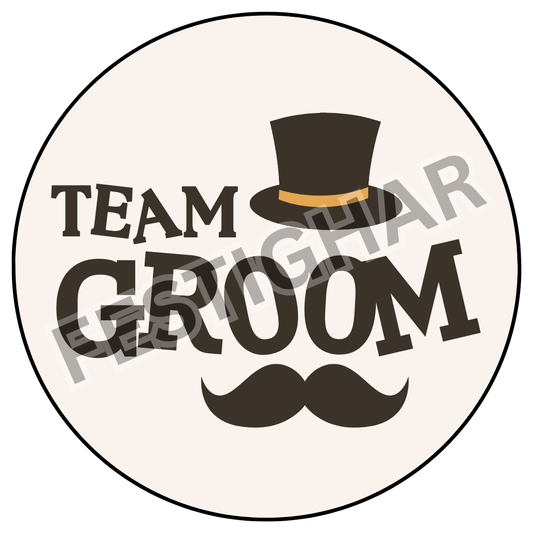 Team Groom Badges with moustacle