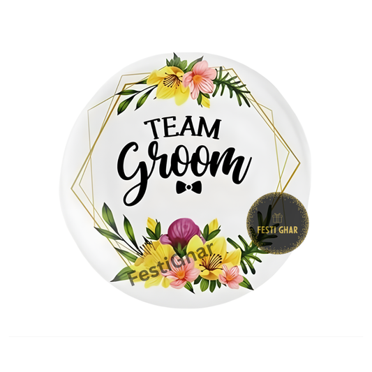 Team Groom Badges with flowers