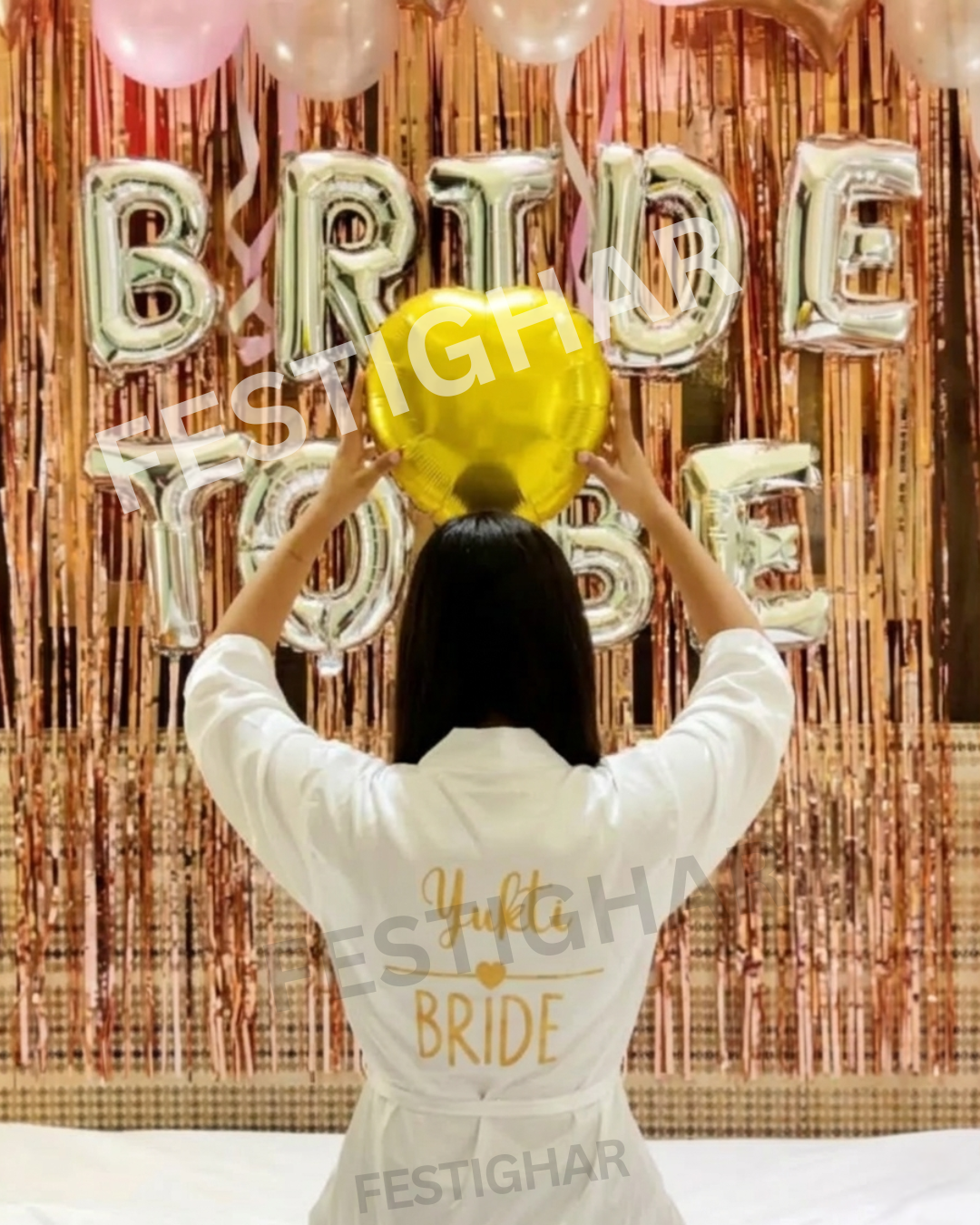 Classic Bridal Robe - Line and Heart Design