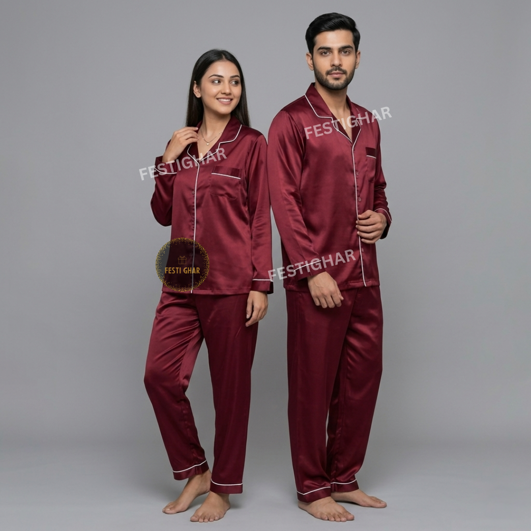 Couple Satin Pajama Set - Soulmate set