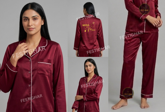 Satin Pajama Set - Miss to Mrs